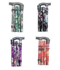FLORAL EASY FOLDING ADJUSTABLE WALKING STICK ALUMINIUM NON SLIP POLE