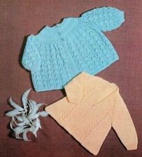 Knitting Pattern Baby  matinee jackets size  16 in chest  3 ply yarn