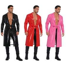 Men Glossy PU Leather Long