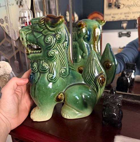 Green glazed ceramic foo - green,