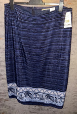 Bon Marche ladies lined blue mix midi skirt size 22 BNWT