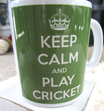 Keep Calm and Play Cricket Mug (Ceramic in Green & White)