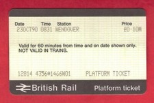 British Rail APTIS Platform Ticket - BR(W) Wendover 10p - Window W01 - 1990