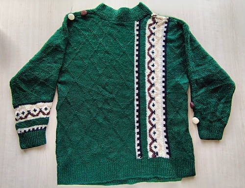 Vintage green knit jumper with - jumper,