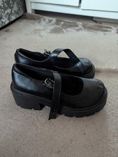 Ladies Women Mid High Block Heel Classic Chunky Mary Jane Platform Shoes Size 6