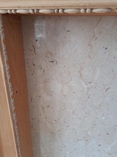 Glossy cream marble fireplace - glossy,
