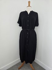 Ladies H&M Black Short Sleeve Dress Uk Size Small  / 8 - l0