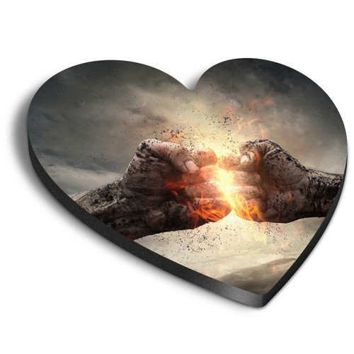 Heart mdf magnets fire fist - mdf,