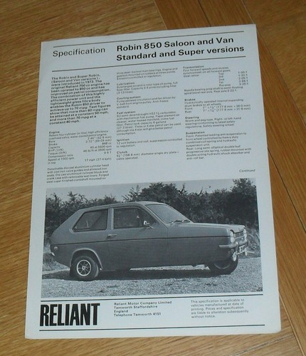 Reliant robin 850 saloon - robin, &