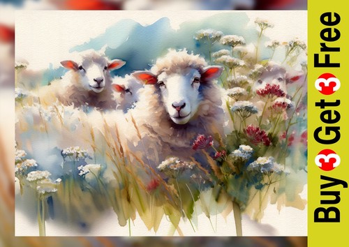 Serene sheep meadow - a,