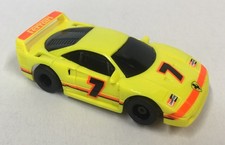 Vintage Formula Tyco Ferrari F40 yellow #7 1/87 1/64 HO Scale Slot Car