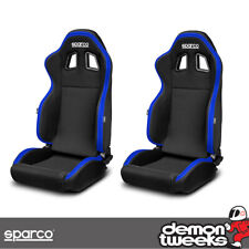 Sparco R100 Performance Car Adjustable Bucket Seats, Black / Blue (Pair)