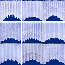 Jardiniere Arched Net Curtain Collection In White With Slot Top Heading 