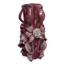 Black & White Carved Flower Candle | Monochrome Petal Pillar