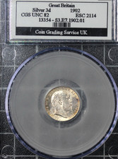1902 Edward 7th Silver Threepence UNCIRCULATED CGS82