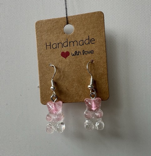 Gummy bear earrings pink - pink, and