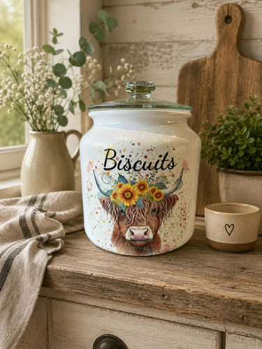 Highland cow biscuit jar - biscuit,