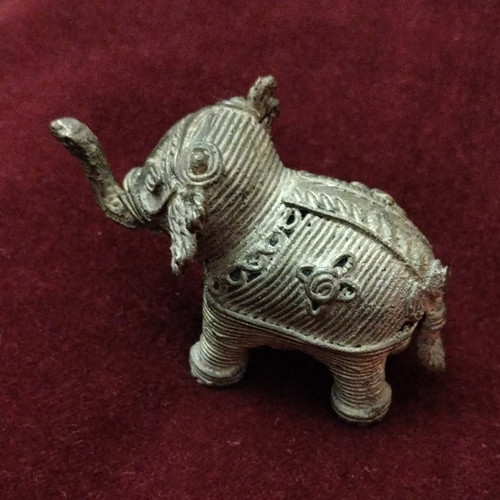 Small metal elephant - elephant, figurine