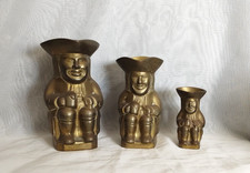3 Vintage Brass Toby Jugs