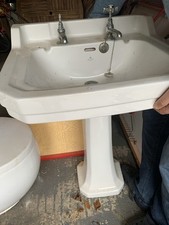 Harrington Adelphi Victorian Style White Basin and Pedastal Set