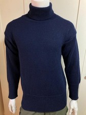 Submarine Style Blue Wool Roll Neck Polo Neck Turtleneck Jumper