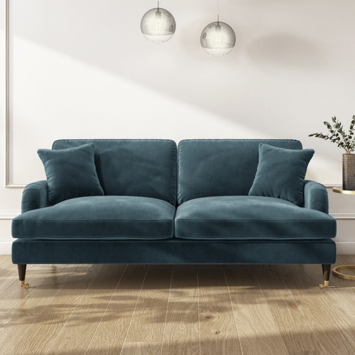 Blue velvet sofa - blue, seater