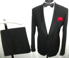 M&S TUXEDO EVENING Dinner Wedding SUIT Jacket Trousers 40 WOOL CRUISE W 34 L 29
