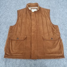 Orvis Gilet Mens XL Tan Brown Hunting Country Field Quilt Lined Vest Country