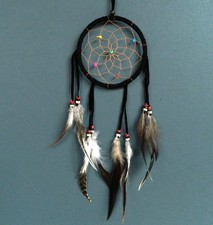 Black Traditional Dream Catcher 12 x 25cm Indian Style Natural Dreamcatchers