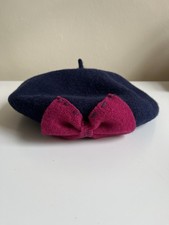 Monsoon Girl 100% Wool Navy Bow Beret Hat Kids Years 3-6 New