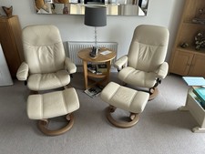 Stressless Buckingham 2-seat Sofa & 2 Medium Single Seat Recliners W/ Foot Rest