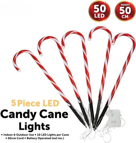 5pcs candy cane - lights, large