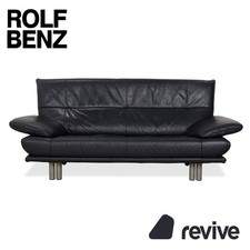 Rolf Benz BMP 418 Leather Two-Seater Dark Blue Sofa Couch