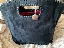Dents Black Suede Handbag