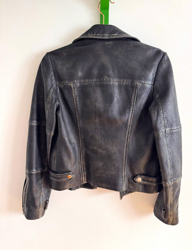 Topshop black real leather - black,