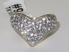 Gold wishbone ring ladies pave