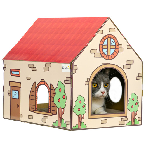 Pawhut cardboard cat house - cat,