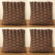 4 x Poly Cotton Brown Cushion Covers Pleated Zig Zag Design 16" x 16" Washable