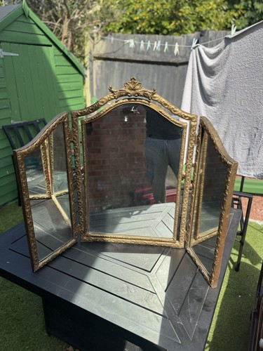 Vintage ornate gilt triple