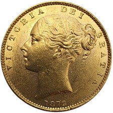 1872-S Queen Victoria Shield Reverse Sovereign