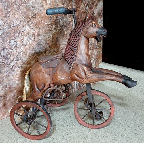 Antique wooden horse tricycle - antique,