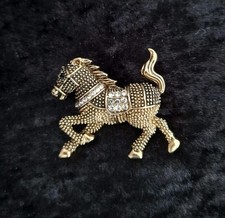 Running Horse Brooch Gold Tone