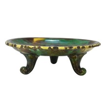 Wedgwood England Antique c. 1870-1890 Majolica Comport Tortoiseshell Glaze-Rare