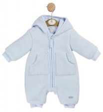 Baby Boys Pramsuit Blue Fleece