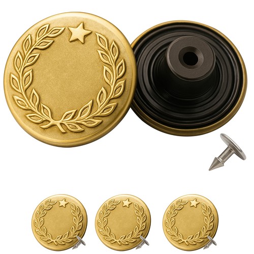 Gold brass jeans buttons with - gold,