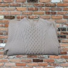 Vintage Men's Knitted Pure Wool Aran Cable Knit Jumper