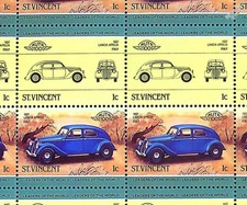1937 LANCIA APRILIA Saloon Car 50-Stamp Sheet (1985 St Vincent)