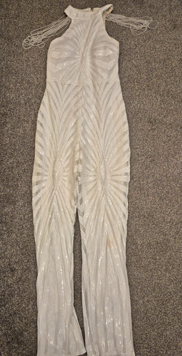 White sequin fringe high neck - fringe,