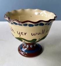 Torquay Pottery Motto Ware, Footed Dish, Fluted Rim. 75mm High