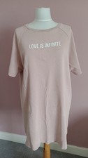 Pink oversized T shirt MINI dress "LOVE IS INFINITE" slogan Primark L 14-16